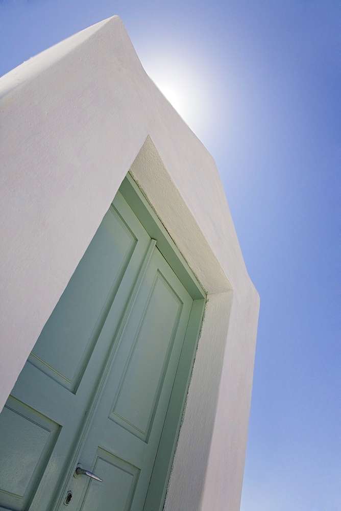 Green door, Oia, Santorini, Cyclades, Greek Islands, Greece, Europe 