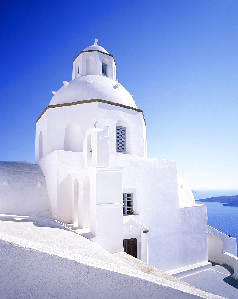 Greece Orthodox church, Fira, Santorini, Cyclades, Aegean Sea, Greek Islands, Greece, Europe 