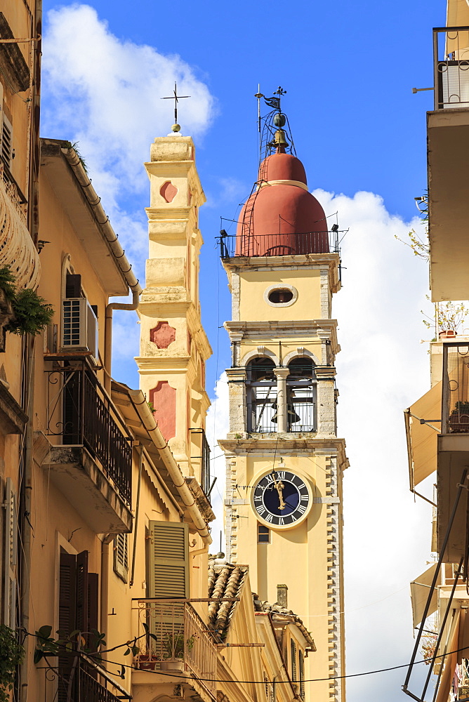 St. Spyridion Church Bell Tower, Old Town, Corfu Town, UNESCO World Heritage Site, Corfu, Ionian Islands, Greek Islands, Greece, Europe