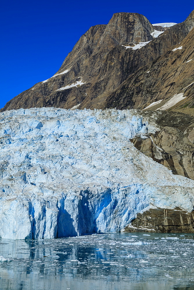 Tidewater glacier, South Skjoldungen Fjord, glorious weather, remote South East Greenland, Denmark, Polar Regions