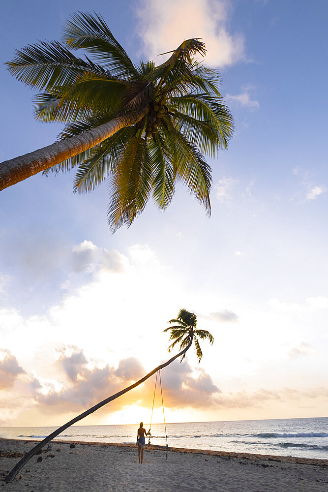 A woman on North Beach, Little Corn Island, Islas del Maiz (Corn Islands), Nicaragua, Central America