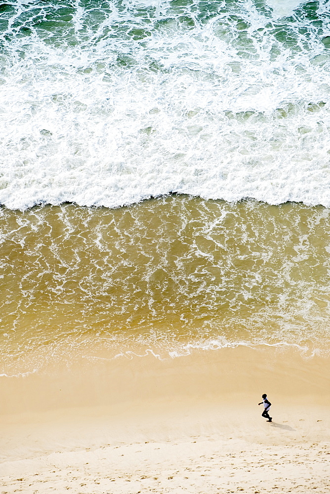 Elevated view of the beach and the Atlantic Ocean, Copacabana, Rio de Janeiro, Brazil, South America