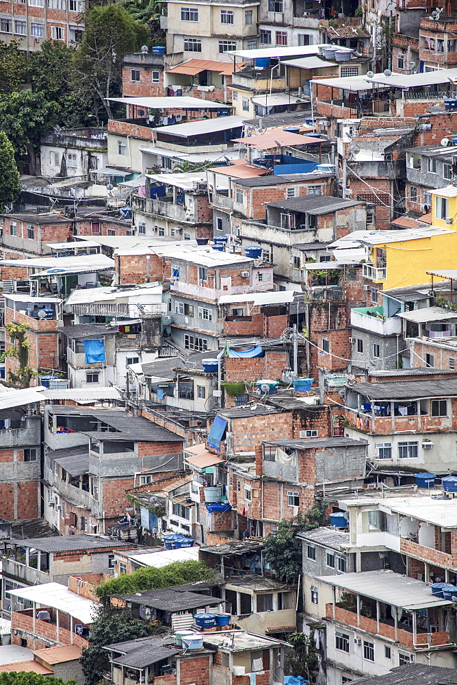 Detailed view of poor housing in the Pavao Pavaozinhao favela slum, Rio de Janeiro, Brazil, South America