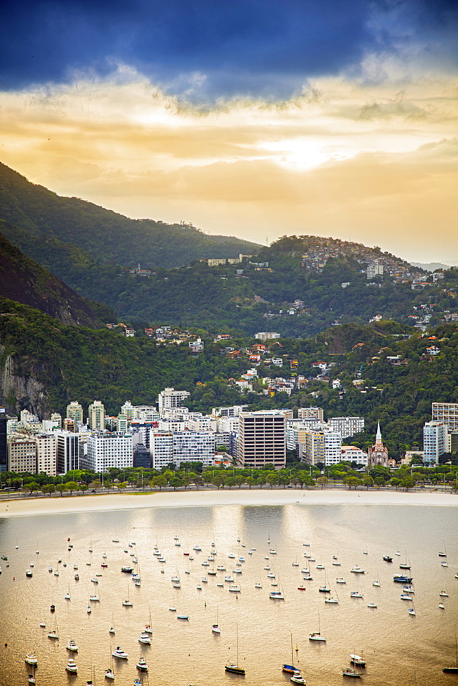 View of Botafogo Bay from Sugar Loaf mountain in Rio de Janeiro, Brazil, South America