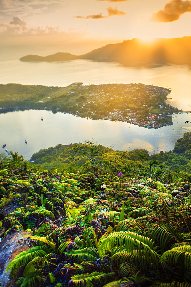 View over the Banda archipelago from the summit of Gunung Api Wetar volcano, Banda Api, Maluku, Spice Islands, Indonesia, Southeast Asia, Asia