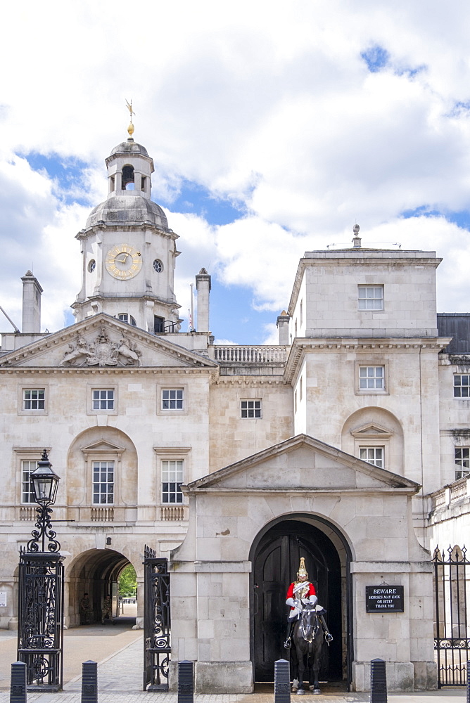 A soldier of the Queens Horse Guard, Lifeguards regiment on duty at Horse Guards, Westminster, London, England, United Kingdom, Europe