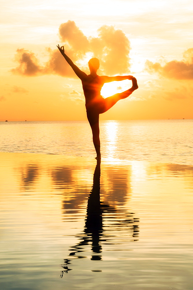 Yoga at dawn, Ko Rung, Sihanoukville Province, Cambodia, Southeast Asia