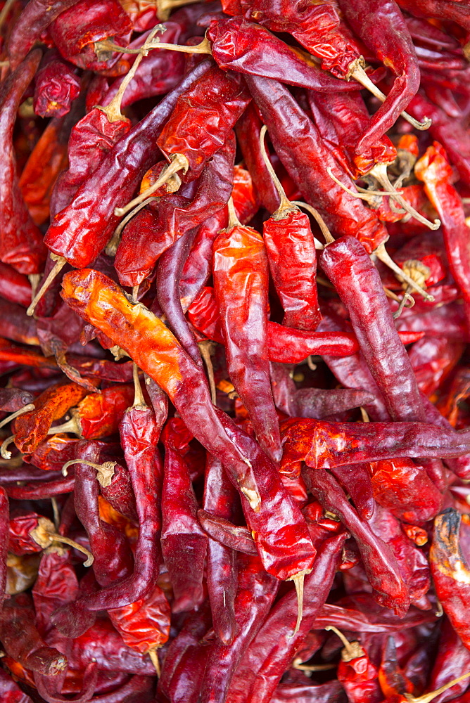 Chilli peppers in the market, Monywa, Sagaing, Myanmar, Southeast Asia