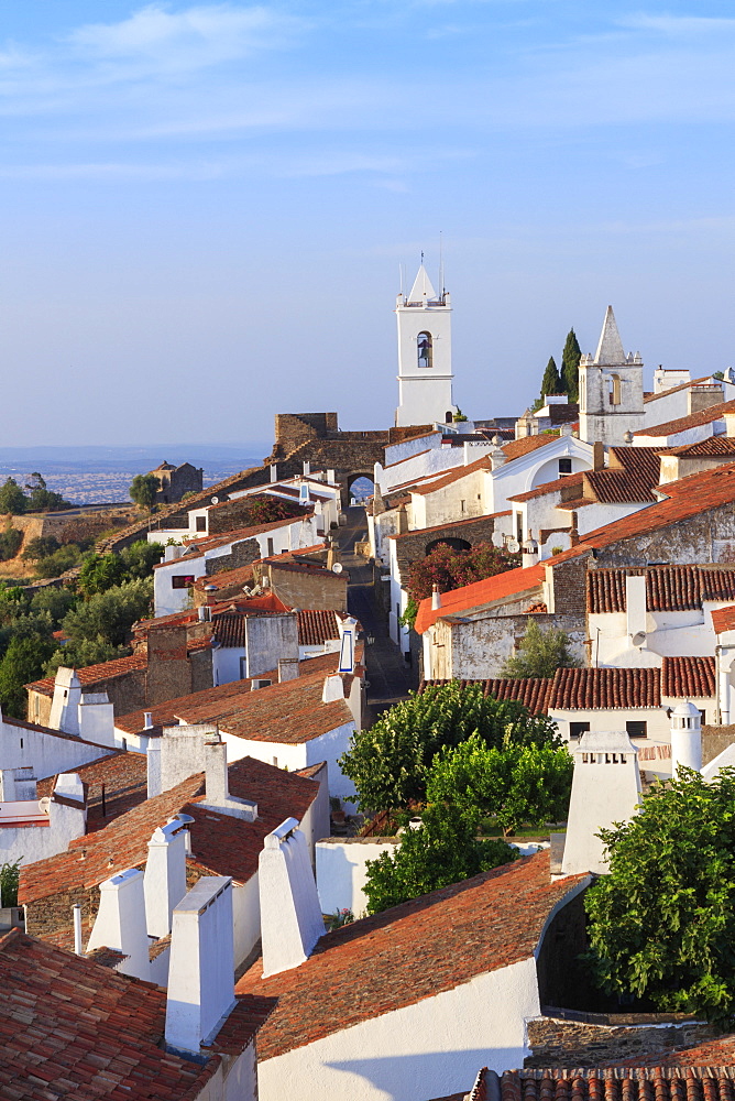 View of the medieval fortified village of Monsaraz, Alentejo, Portugal, Europe