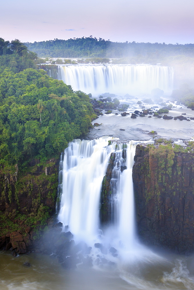 View of the Iguassu (Iguazu) (Iguacu) Falls, UNESCO World Heritage Site, a waterfall on the border of Brazil and Argentina, South America