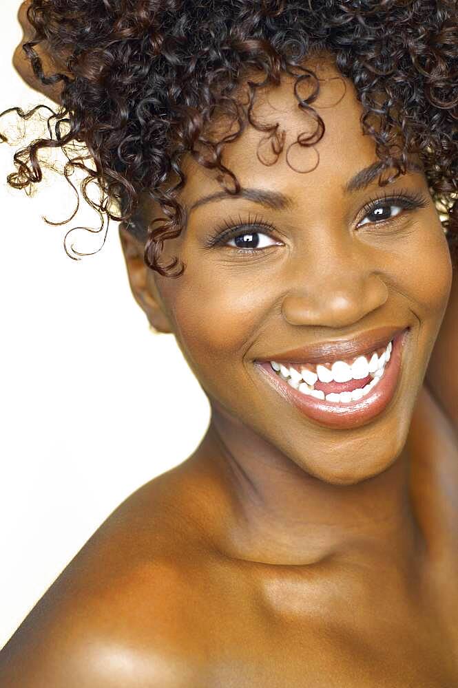 Close up of African woman laughing