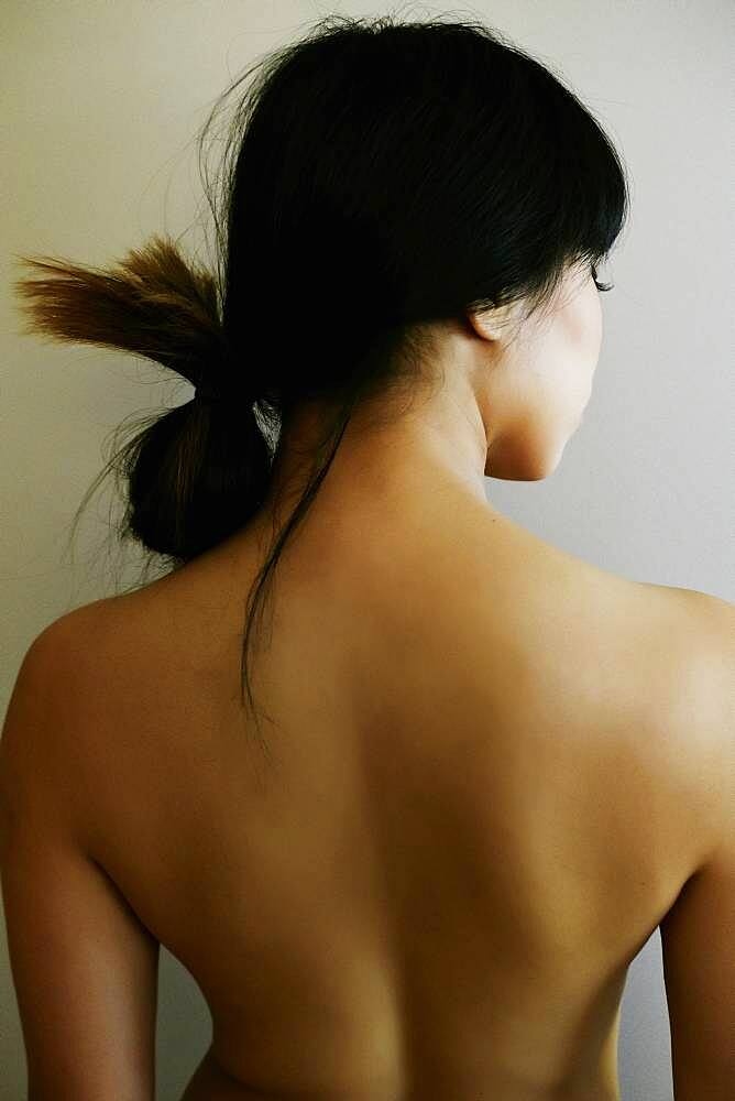 Rear view of nude Japanese woman