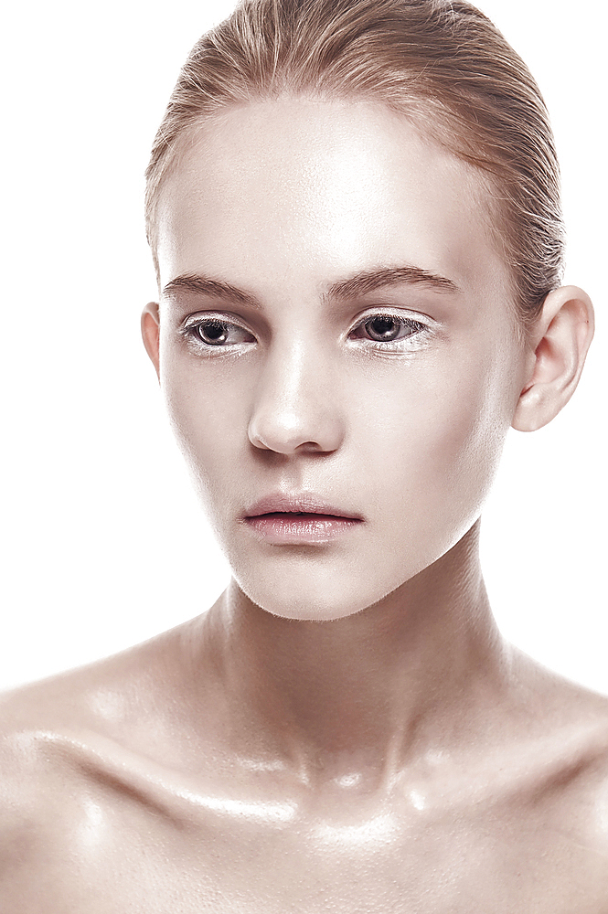 Portrait of serious Caucasian woman