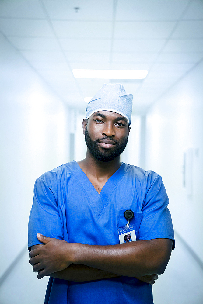 Portrait of serious black nurse