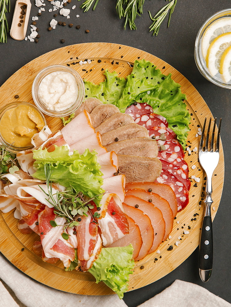 Plate of sliced meat