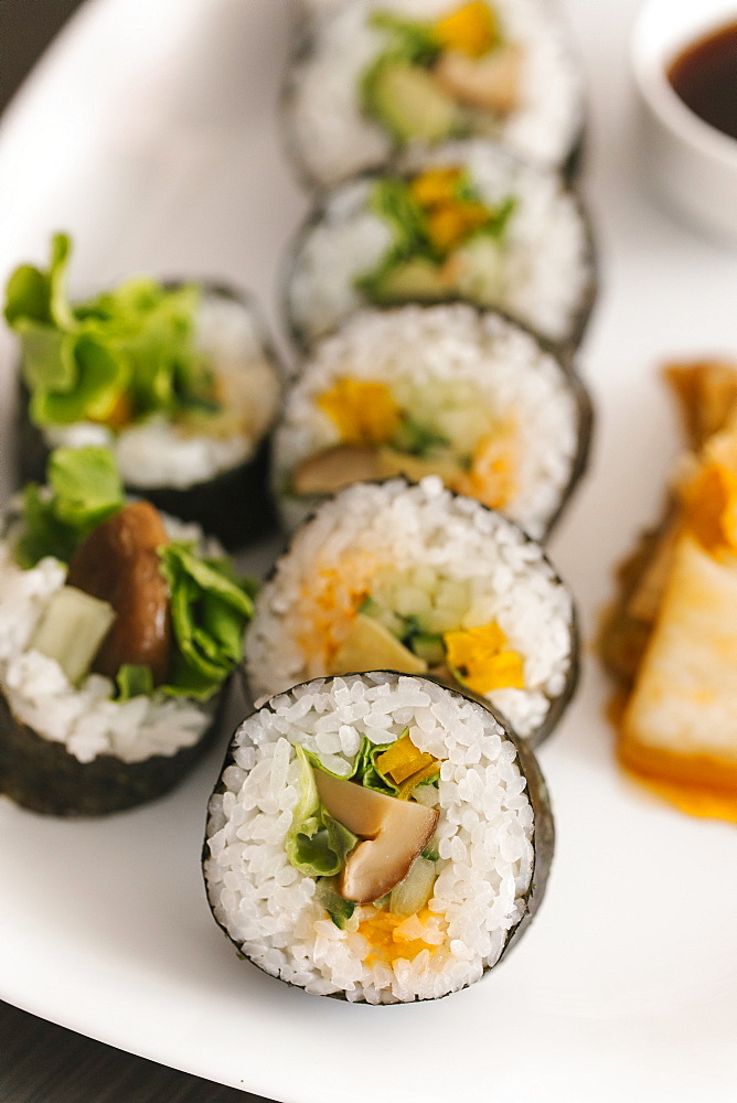 Close up of sushi on plate