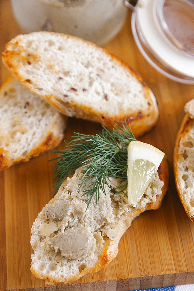 Liver paste on slice of bread