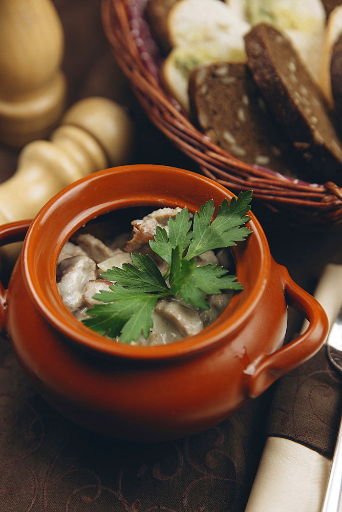 Garnish in cup of soup