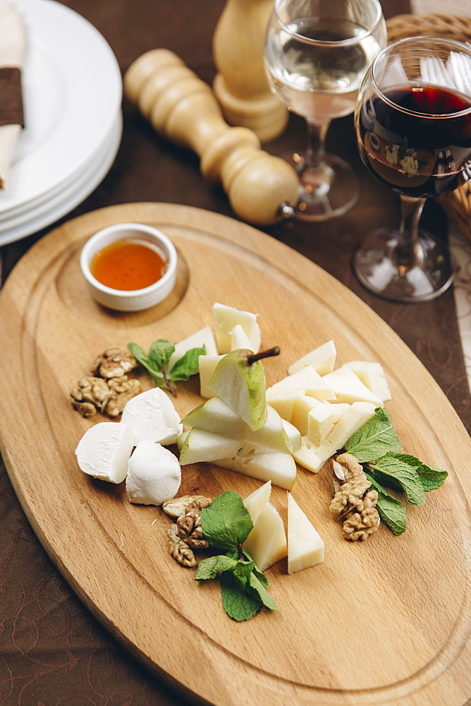 Appetizers with sauce on table