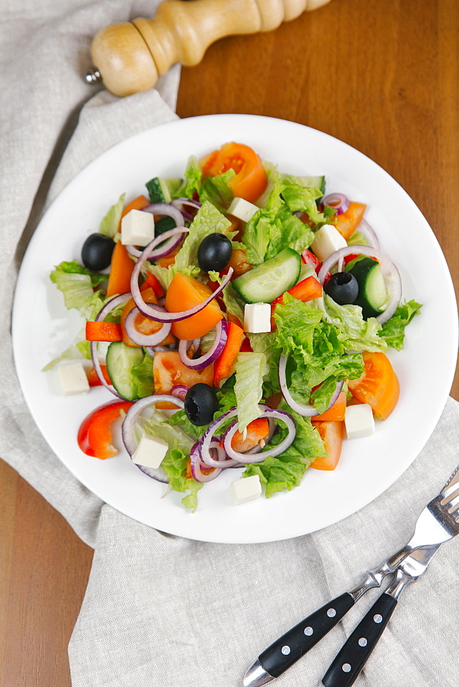 Fresh salad on plate