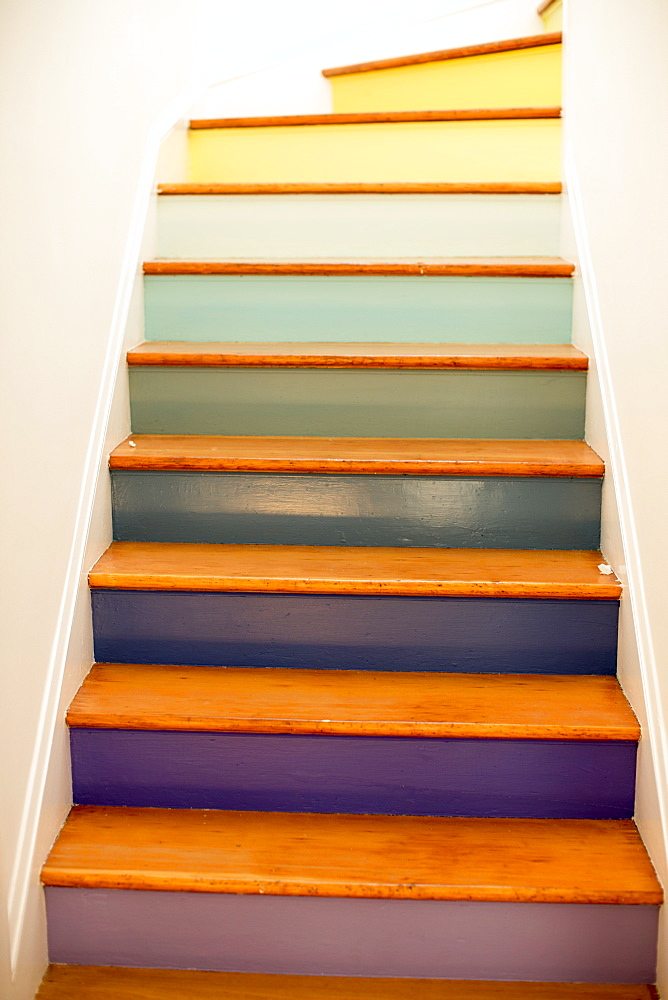 Multicolor steps on staircase