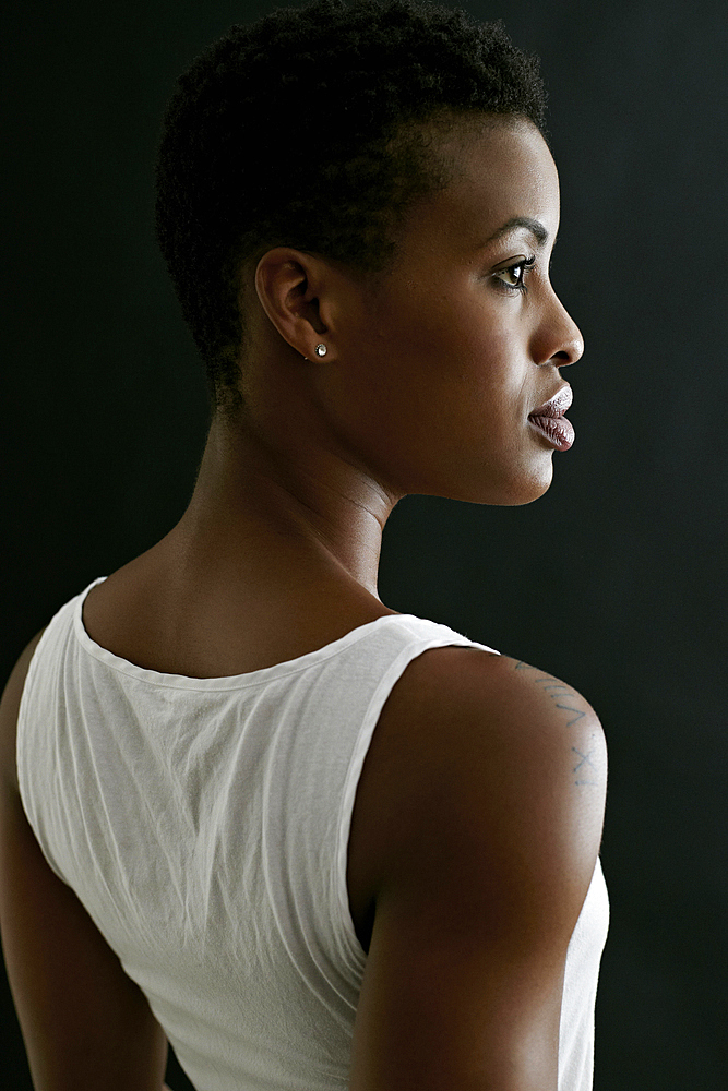 Profile of serious Black woman