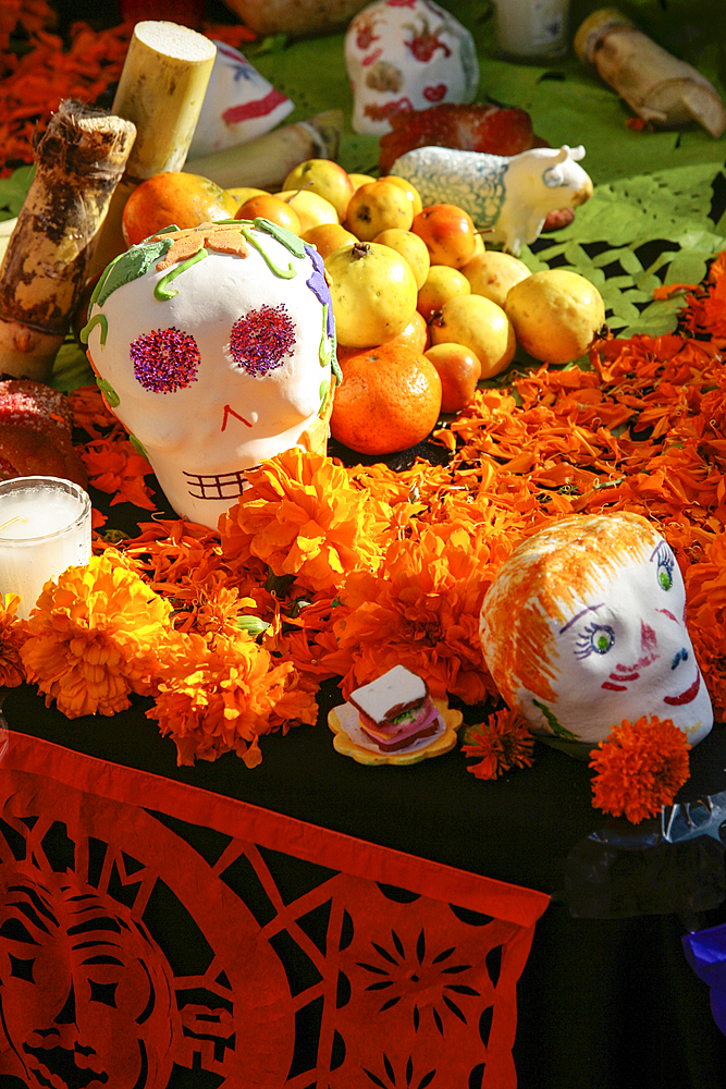 Fresh fruit and flowers for Day of the Dead