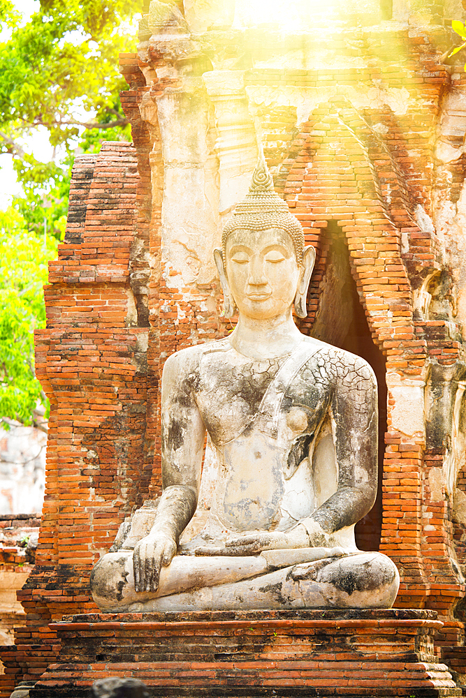 Sunbeams on Buddha statue, Ayutthaya, Thailand