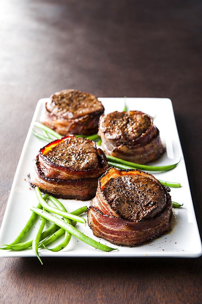 Filet mignon wrapped in bacon