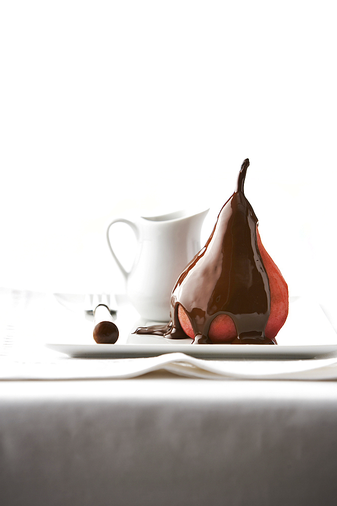 Chocolate poached pear