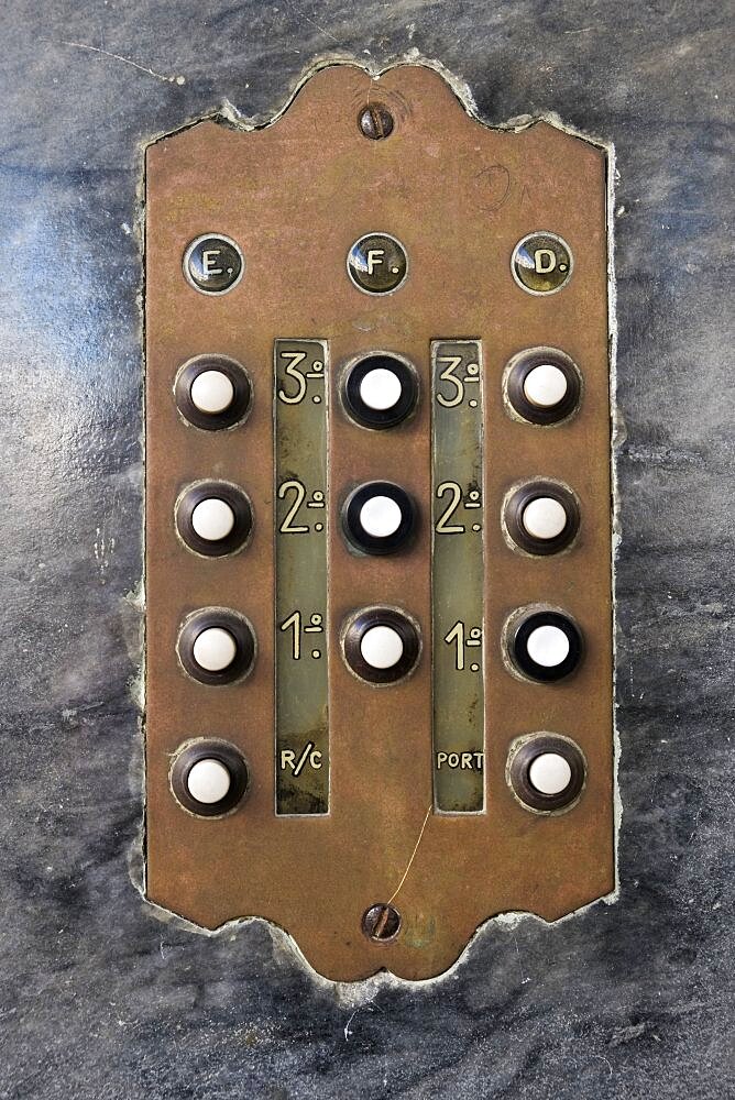 Vintage elevator button panel