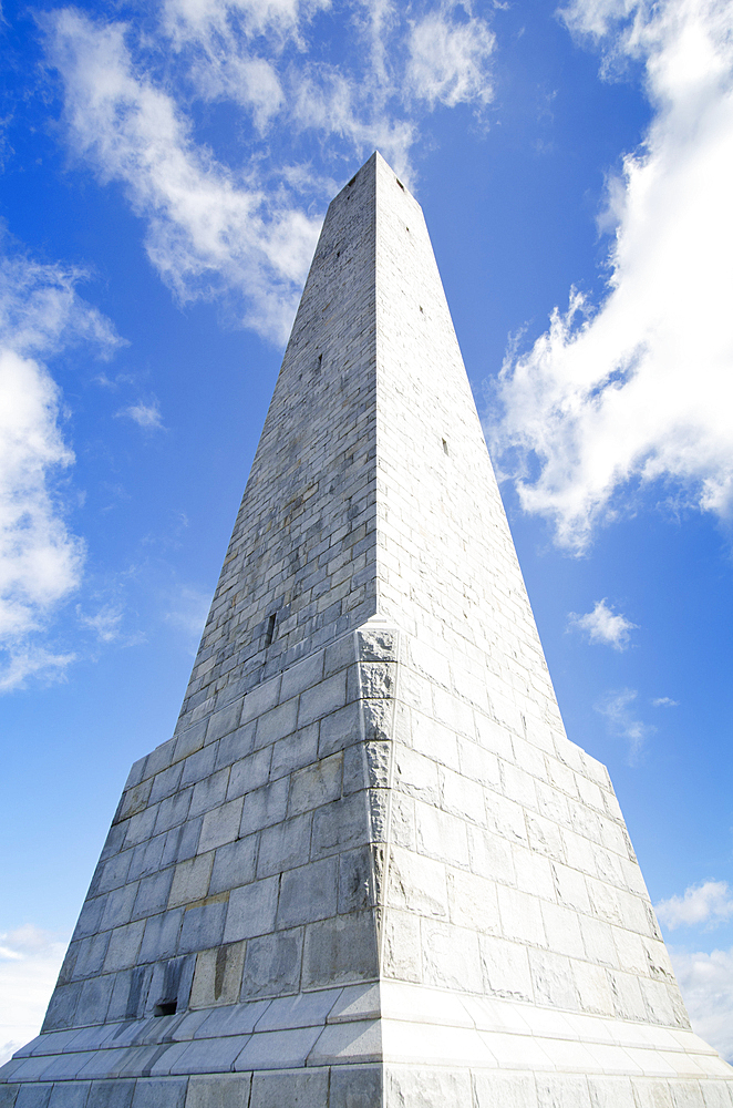 Low angle view of High Point Monument against sky