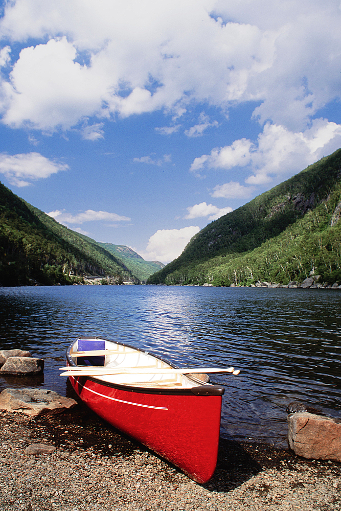 Canoe beached at Lower Cascade Lake