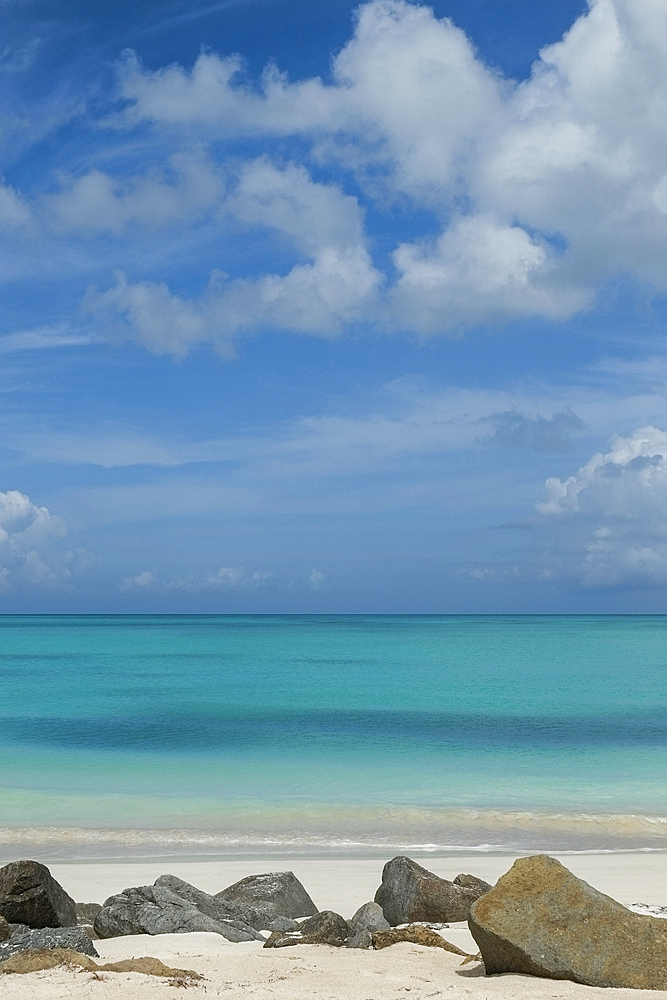 Caribbean beach and turquoise sea, Jolly Harbour, Antigua and Barbuda