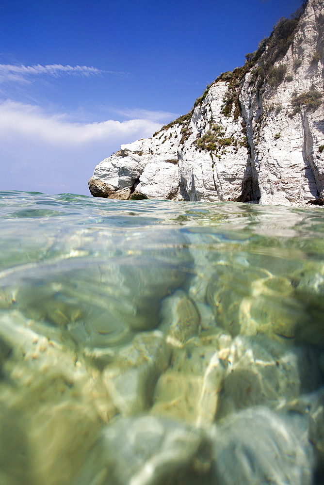 Turquoise sea, Capo Bianco beach, Portoferraio, Elba Island, Livorno Province, Tuscany, Italy, Europe