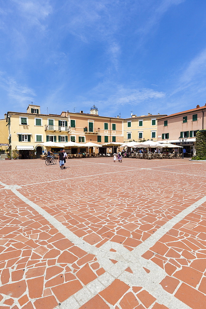 Main square of the old town, Porto Azzurro, Elba Island, Livorno Province, Tuscany, Italy, Europe