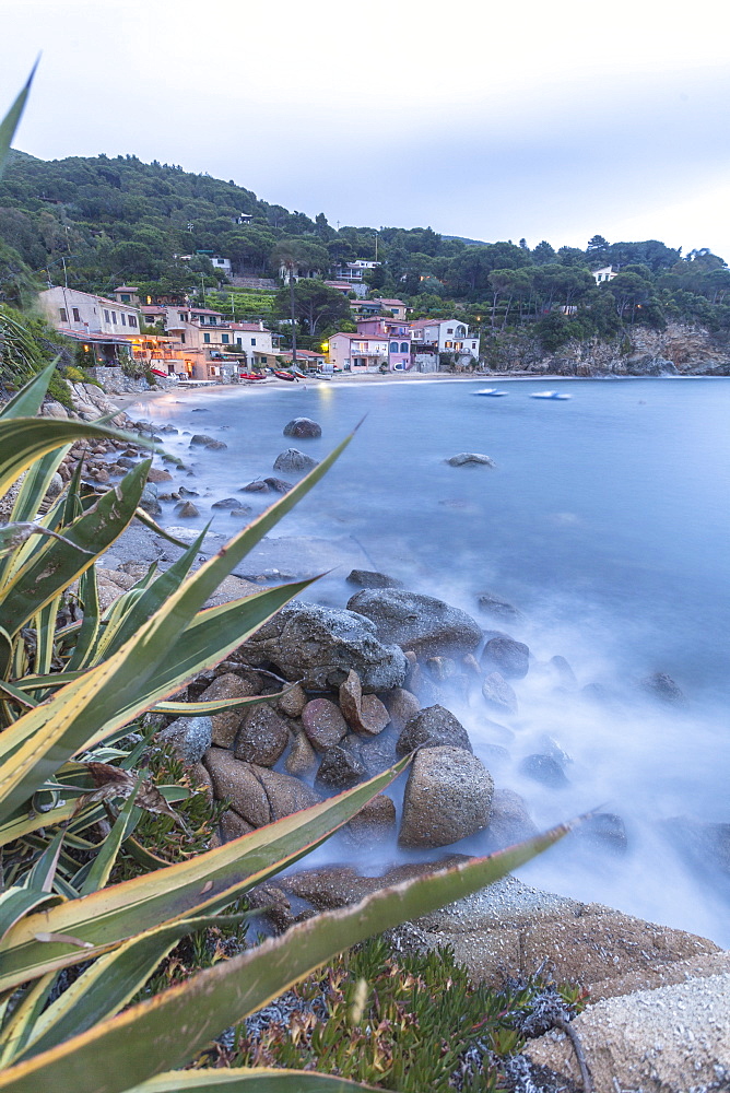 Blue sea at dusk, Marina di Campo, Elba Island, Livorno Province, Tuscany, Italy, Europe