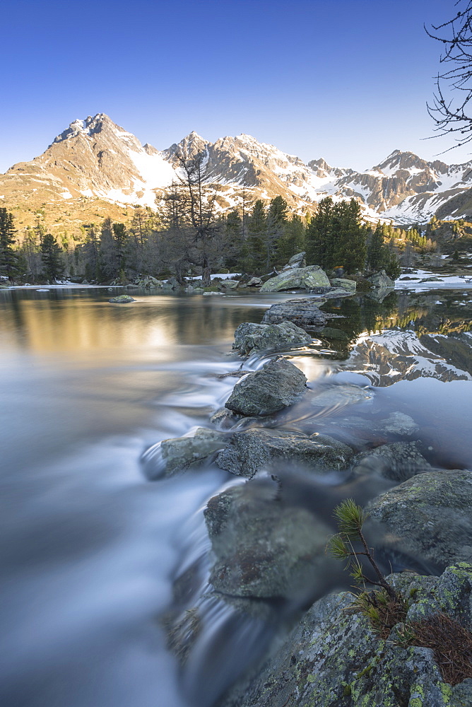 Lago Viola, Corn da Camp and Piz Paradisin in the background, Val di Campo, Poschiavo region, Canton of Graubunden, Switzerland, Europe