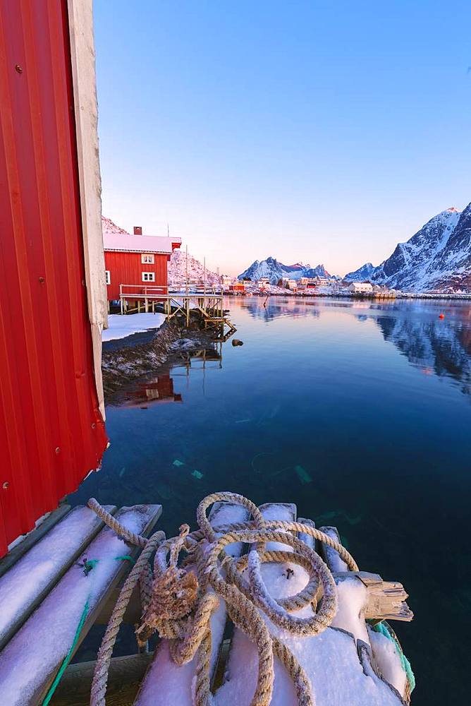 Traditional fisherman's huts (Rorbu), Reine Bay, Lofoten Islands, Nordland, Norway, Europe