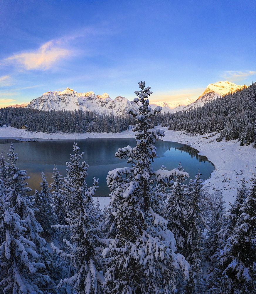 Lake Palu during winter in Malenco Valley, Italy, Europe