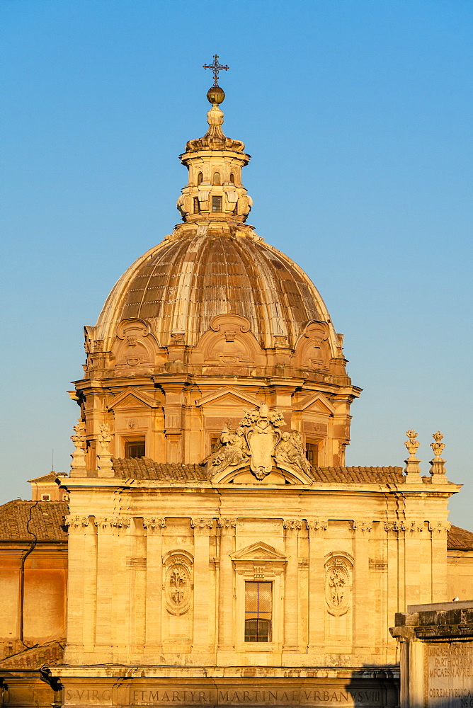 Dome of San Giuseppe dei Falegnami church, Imperial Forum (Fori Imperiali), Rome, Lazio, Italy