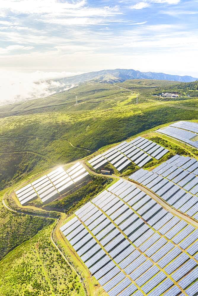 Solar panels, Encumeada, Madeira island, Portugal, Atlantic, Europe