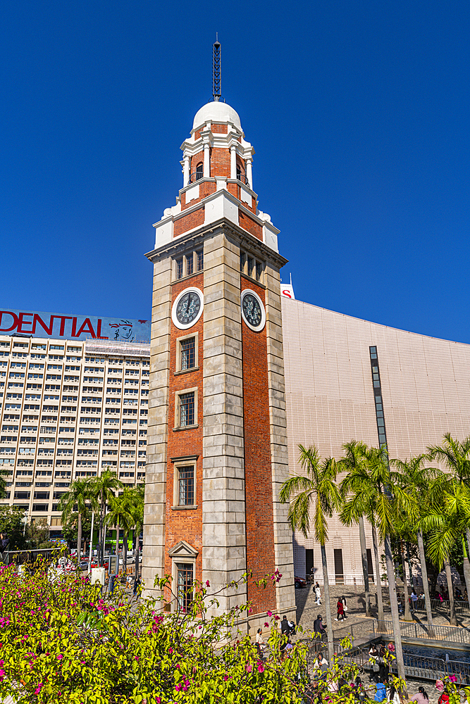 Clock tower in Victoria harbour, Hongkong, China, Asia