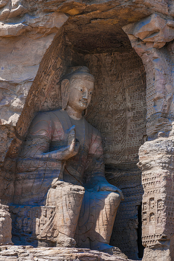 The Yungang Grottoes, ancient Buddhist temple grottoes, UNESCO World Heritage Site, Shanxi, China, Asia