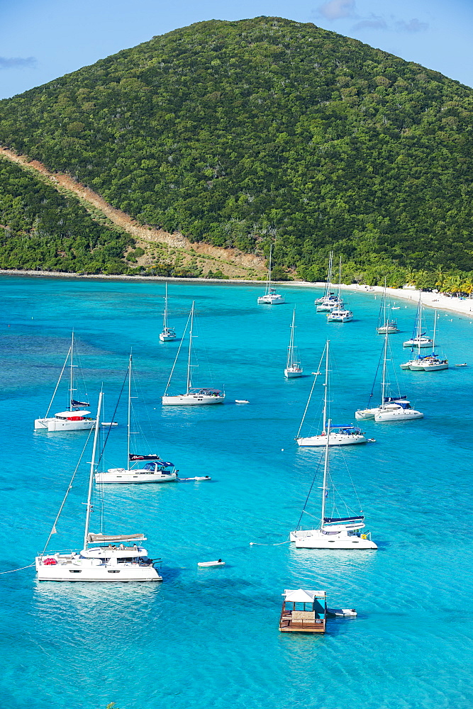 View over White Bay, Jost Van Dyke, British Virgin Islands, West Indies, Caribbean, Central America