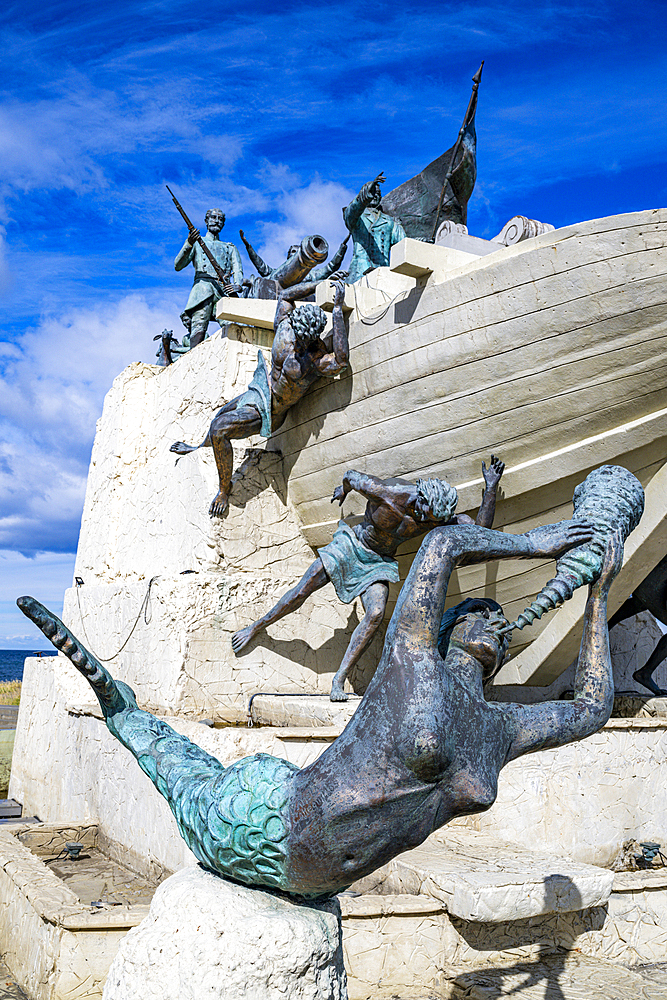 Monumento A Tripulantes Goleta Ancud, Shoreline of Punta Arenas, Patagonia, Chile, South America