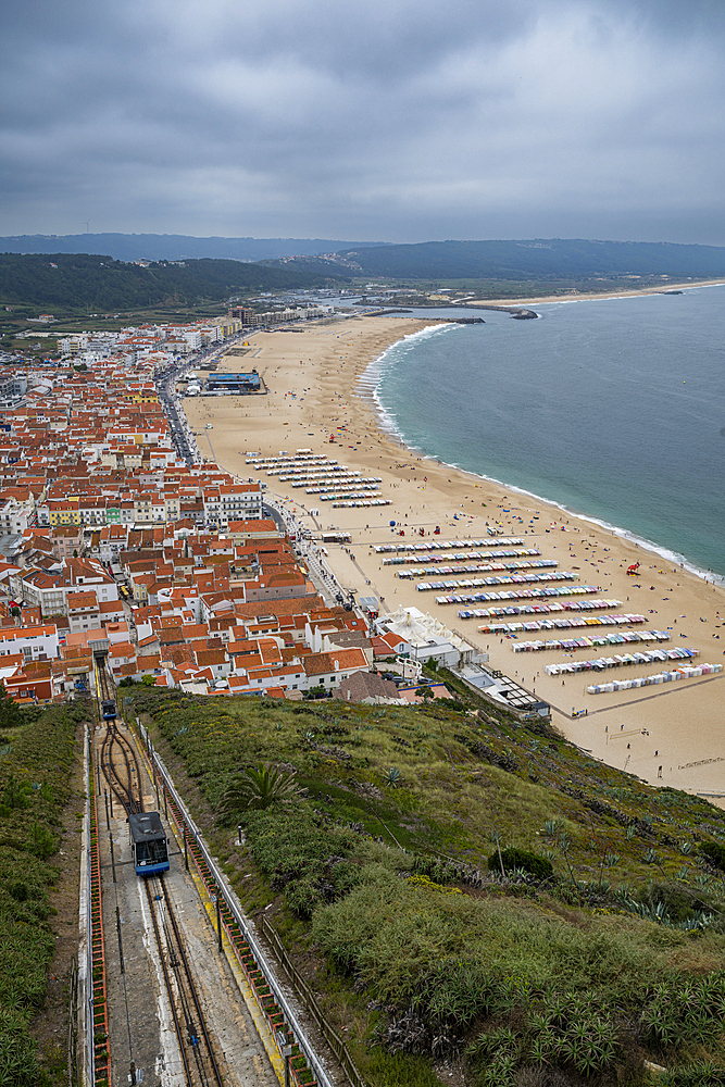 View over the town of Nazare, Oeste, Portugal, Europe