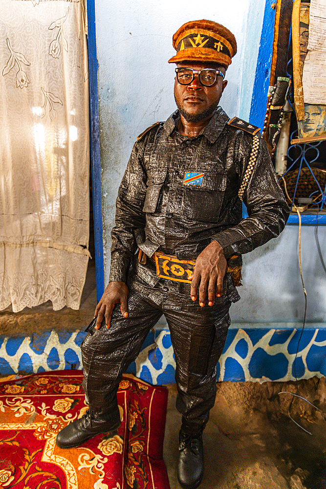 Soldiers of the Spiritual Church of Black People in Mbandaka, Equateur province, Democratic Republic of Congo, Africa