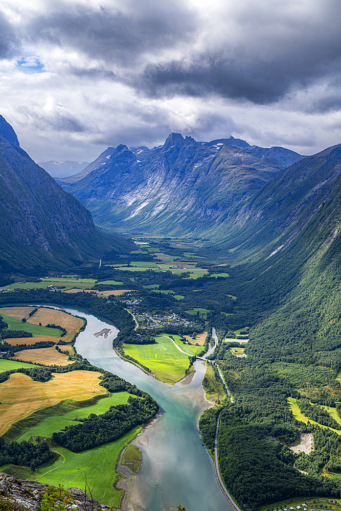 View over the mountainous scenery around Andalsnes, More og Romsdal, Norway, Scandinavia, Europe