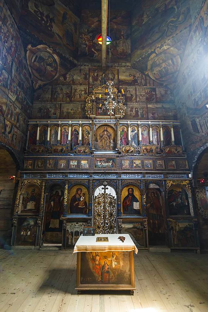 Beautiful paintings in the wooden St. George's Church, UNESCO World Heritage Site, Drohobych, Ukraine, Europe